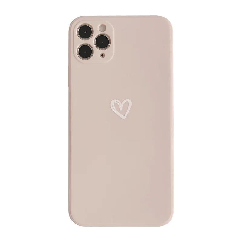 Simple Solid Color Love Heart Korean Phone Case For iPhone 11 Pro Max Xr X Xs max 7 8 Puls Se 2020 Cases Soft Silicone Cover