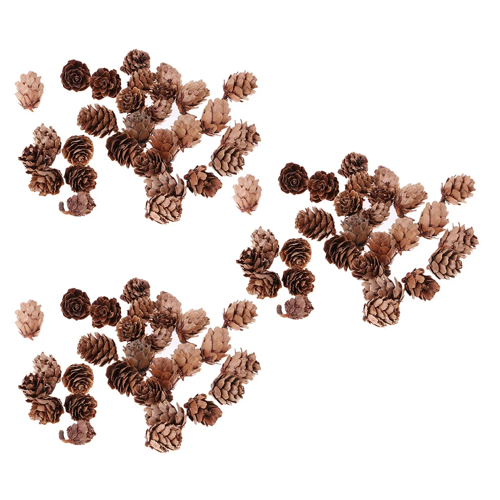 90pcs Small Real Natural Pine Cones for Christmas Ornaments Home Decoration
