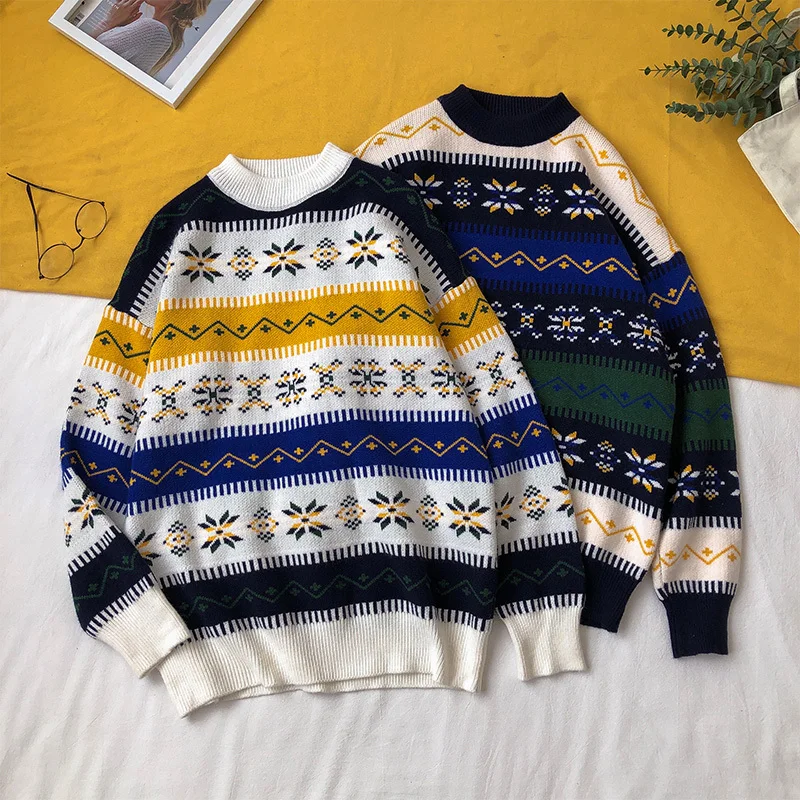 Plus Size Winter Sweater Men Long Sleeve Thick Streetwear Fashion Autumn Winter Sweater Christmas Warm Men Pullover Solid Loose