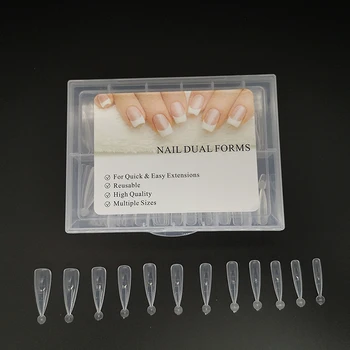 

Poly Nails UV Gels Mold Forms 120pcs Builder Scale Mold Nail False Tips Dual Form Reusable Tool UV Gel Full Cover Shape 2020 New