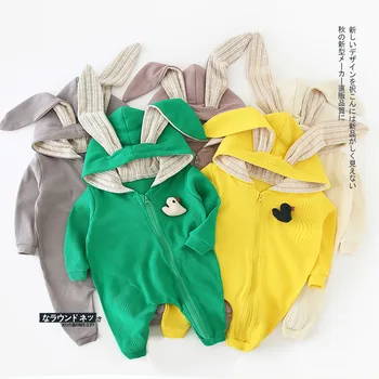 

WLG newborn rompers toddler rabbit style solid zipper romper baby spring autumn clothes