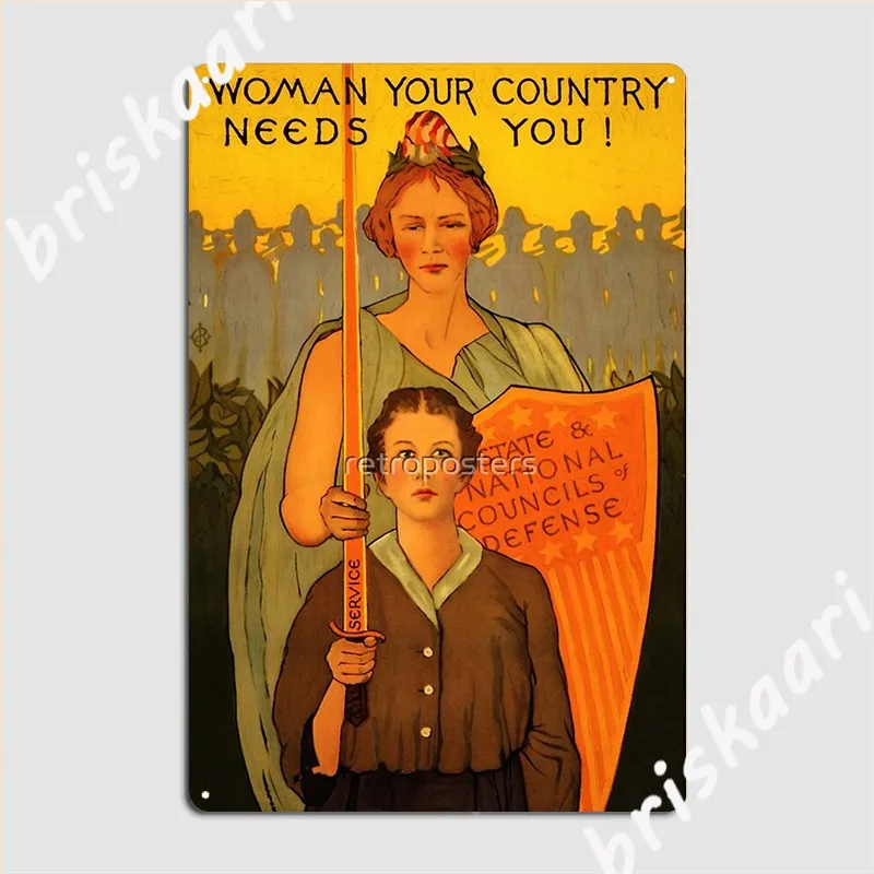 

Женщина, ваша страна нуждается в вам, американская война, пропагандистский металлический знак, бар, пещера, таблички, Настенная роспись, создание оловянного знака, плакат