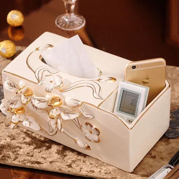 

Creative Flower Ceramic Tissue Box Wedding Gift Pumping Box Removable Paper Canister Tissue Case Home Crafts Decor