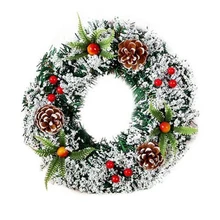 Рождественский венок с красной ягодкой и шишками 20 см/30 см/40 см, красивый и полный зимний венок для передней двери, украшение для дома
