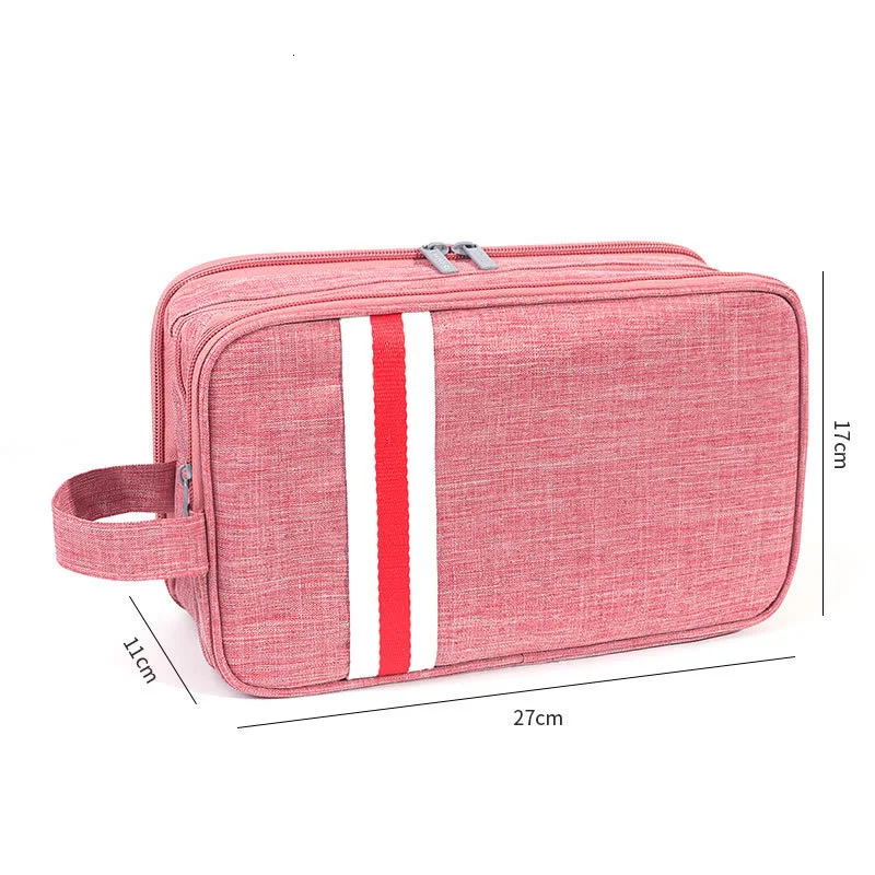Новая двухслойная водонепроницаемая сумка-чехол для косметики с разделителем для сухого и влажного большого макияжа сумки Органайзер для путешествий функциональные туалетные сумки - Цвет: Pink L size