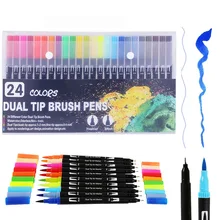 24 шт. цвета, тонкий лайнер для рисования, акварельные маркеры, ручка для художественного творчества, двойная ручка, школьные принадлежности, канцелярские принадлежности 04350