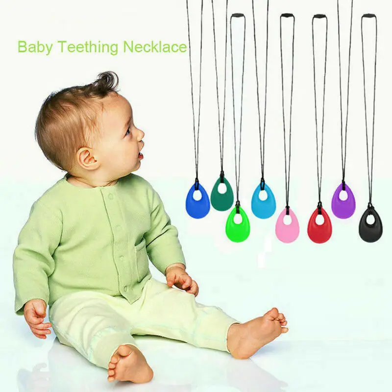 Kids Baby Chewy Necklace Anti Autism ADHD Biting Sensory Chew Teething Toys NL