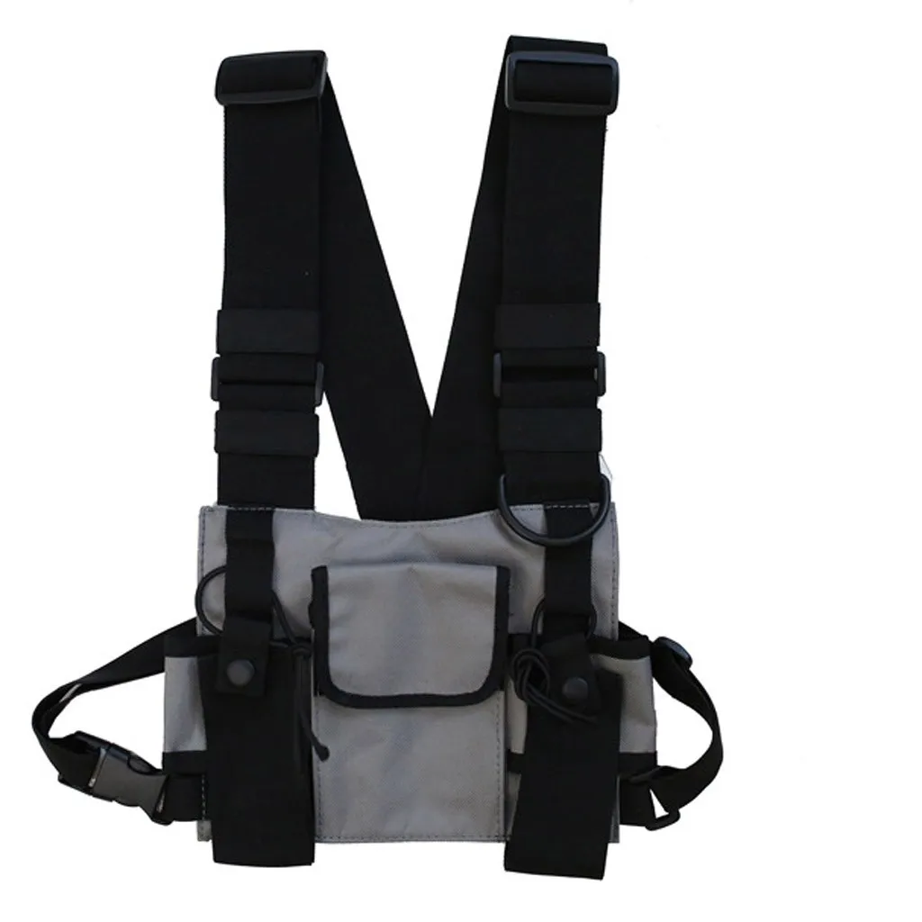 Многофункциональный маленький рюкзак в Корейском стиле унисекс, тактическая многофункциональная нагрудная сумка, ремень, жилет, сумка, рюкзак, Mochila - Цвет: Gray