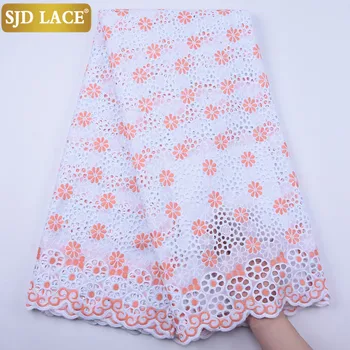 

SJD LACE African Lace Fabric Material With Small Holes Cotton Lace Embroiderey Nigerian Voile Lace Fabric For Wedding Sew 1870B
