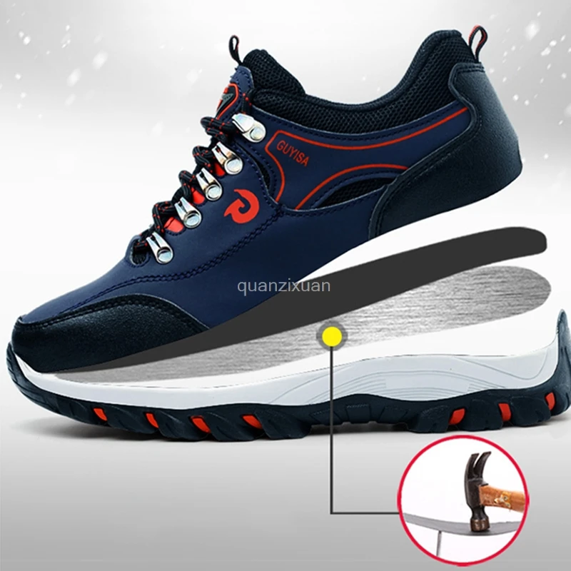 Men Breathable Work Sneakers Steel Toe Cap Work Safety Shoes For Men Safety Boots Anti Puncture Indestructible Work Shoes Male