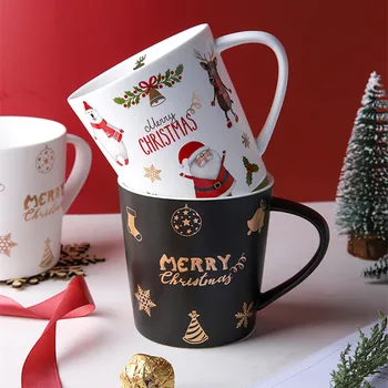 

2020 New Christmas Coffee Mugs 500ml Large Capacity Creative Christmas Gift Ceramic Milk Tea Cup Drinking Water Bottle