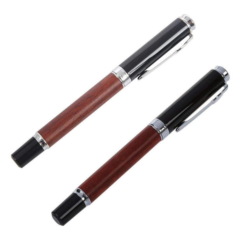 Jinhao 2 Pcs Fountain Pen Wood Barrel Vintage Style International Standard 8812 Color & 8802 Red+Black |