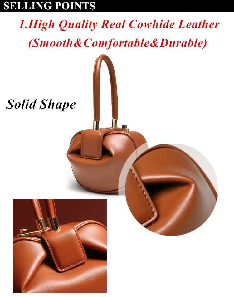 Burminsa Elegant Spherical Cow Genuine Leather Bags Women Small Designer Handbags High Quality Luxury Ladies Tote Bags NEW