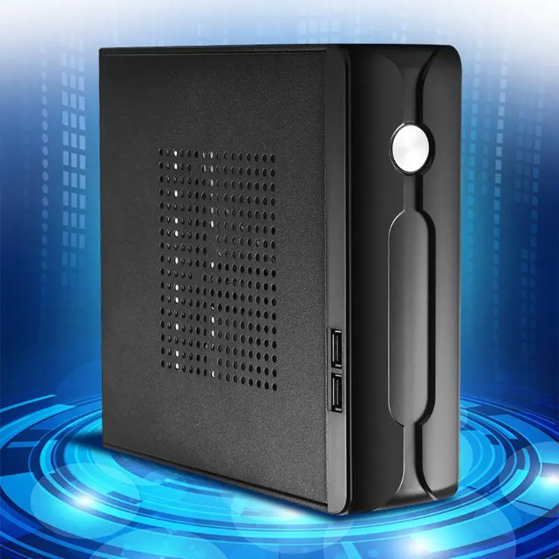 

Desktop Power Supply Gaming HTPC Host Enclosure Office Home 2.0 USB Mini ITX Computer Case Practical Horizontal Chassis