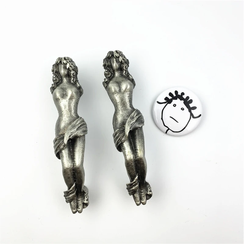 LCH Nordic Style Mermaid Greek Statue Horse Deer Creative Matte Silver Knob Vintage Lead-Zinc Alloy Cabinet Handle Drawer Pull |