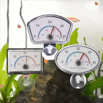 

Aquarium Thermometer Pointer Fish Tank Temperature Dial Submersible Suction Cup
