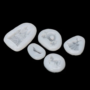 

5Pcs Castle Pumpkin Car Crystal Shoe DIY Silicone Mold Fairy Tale Jewelry Making Y4QB