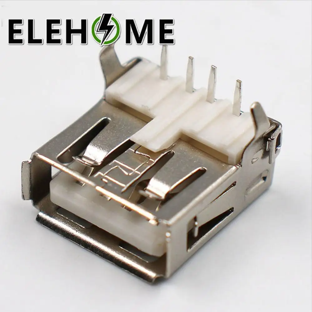 

2pcs USB 2.0 4Pin A Type Female Socket Connector 2 Feet 90 Degree Data Transmission Charging Plug Adapter PCB SDA Cable