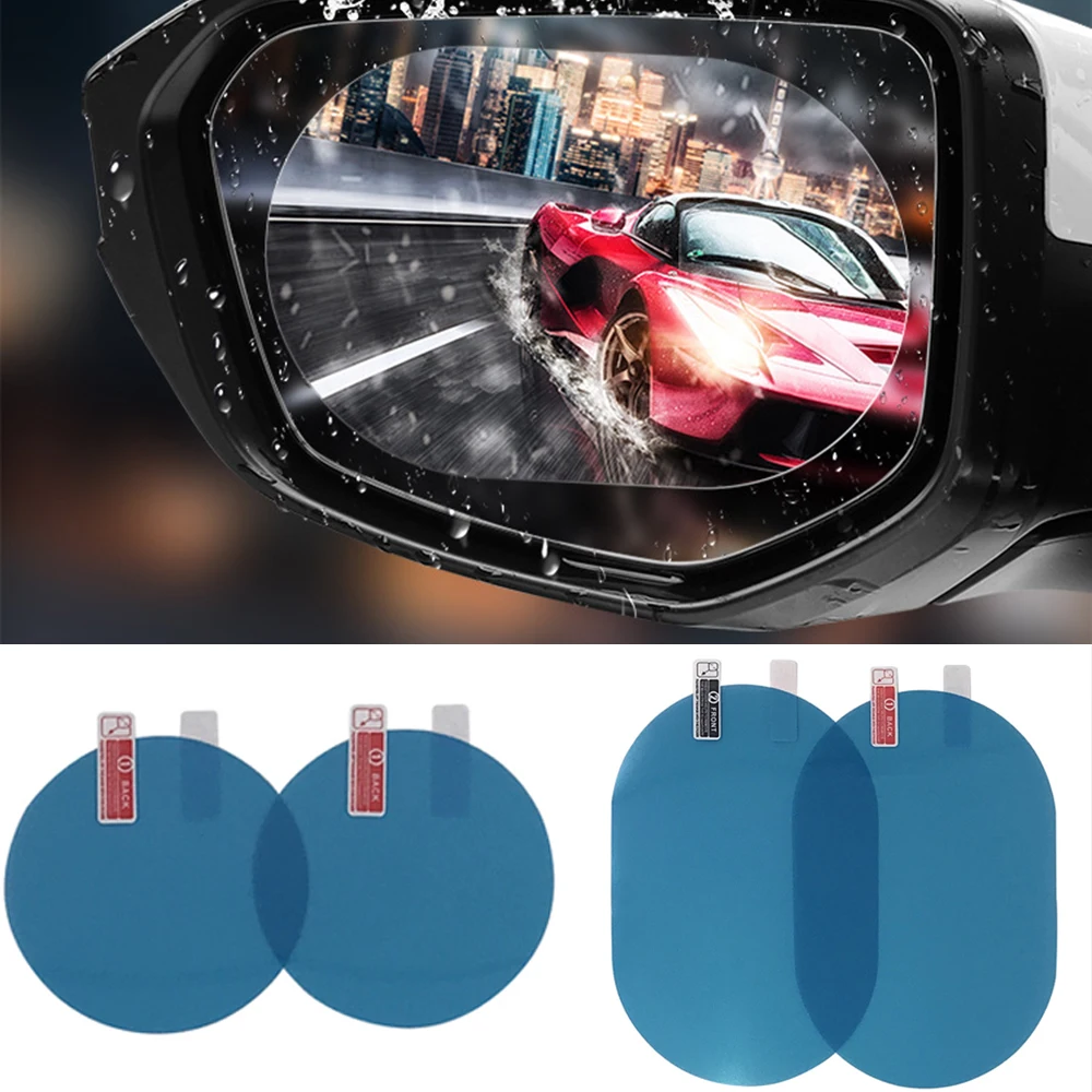 2 uds coche trasera película protectora para espejo Anti niebla etiqueta engomada de la ventana claro impermeable protector para espejo retrovisor película suave