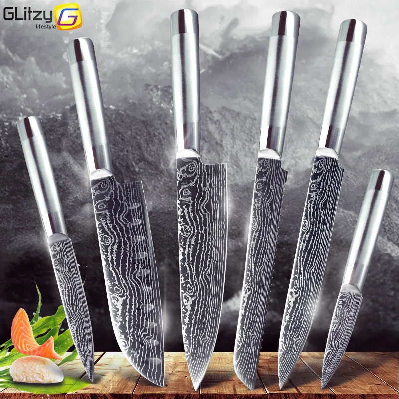 Кухонные ножи японский нож шеф повара 7CR17 440C из высокоуглеродистой нержавеющей