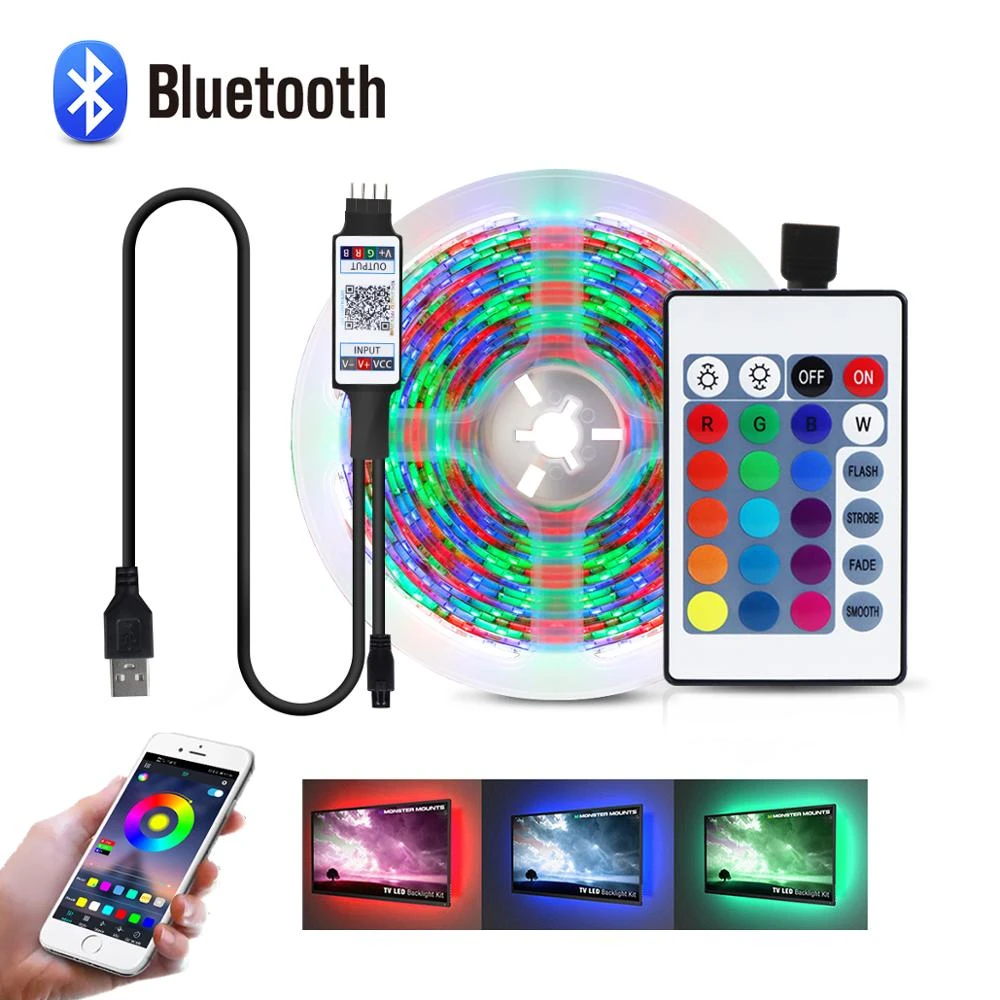 bluetooth 1m 5m usb li serit led lamba 2835smd rgb led isiklari bant tv blacklight 5v led serit isik led strips aliexpress
