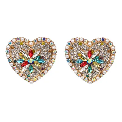 JURAN/Лидер продаж, новые цветные серьги с большим сердечком и кристаллами, длинные женские серьги-капли со стразами - Окраска металла: 52302-MT