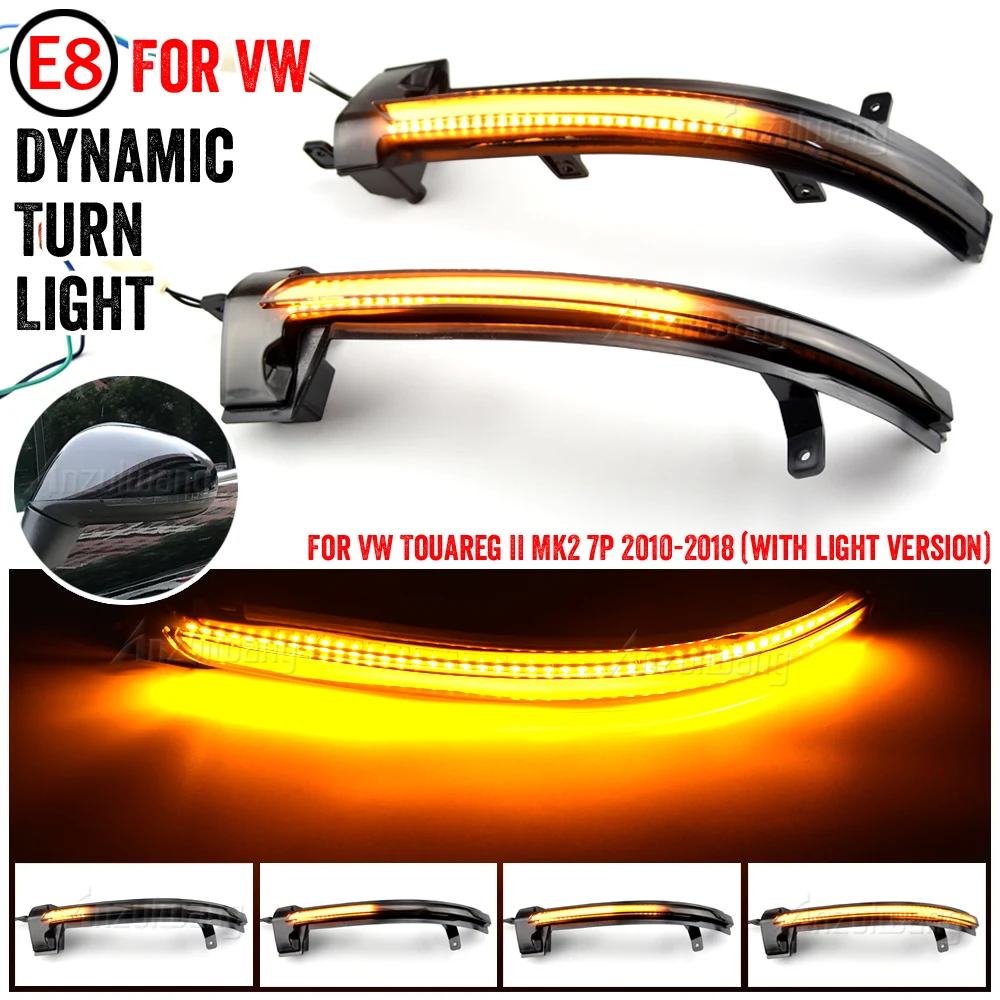 2Pcs For VW Touareg II 2010 2011 2012 2013 2014 2015 2016 2017 2018 LED Dynamic Mirror Blinker Light Sequential Turn Signal Lamp |