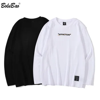 

BOLUBAO Brand Men's New Simplicity T Shirt Male Long Sleeve T Shirts Comfortable Breathable Fashion Letter Street T-Shirt Men