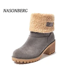 NASONBERG/женские зимние ботинки на плоской подошве со шнуровкой теплая женская обувь на платформе размера плюс женские ботинки на меху