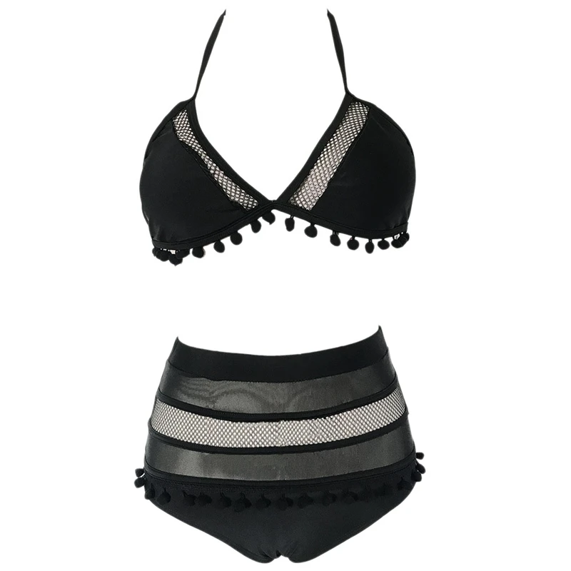 

Halter Bikini Mesh Bikini Split Swimsuit Simple Bikini Beachwear