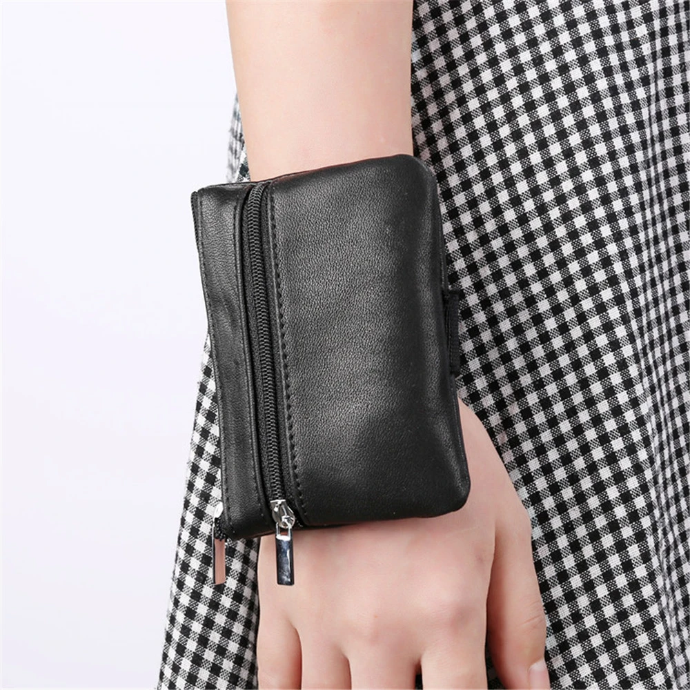 1 Pcs Mini Fashion Wrist Bag Leather Unisex Portable Key Bag Coin Purse