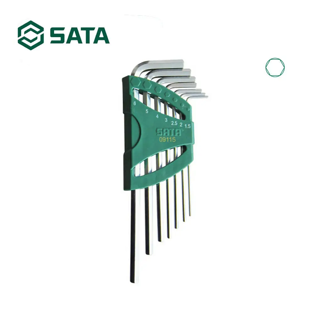

SATA 7pcs Long Hex Key Wrench Set Allen Key SVCM+Steel Wrench Set Home Repair Hand tool wrench tool set 09115