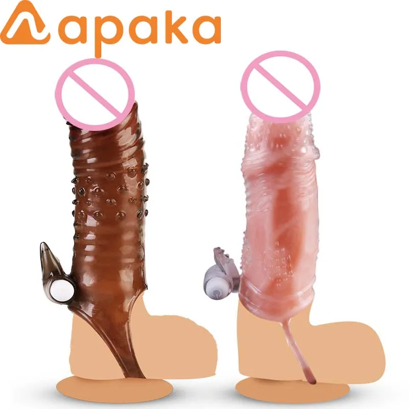 Reusable Condom for Men Vibrating Dick Cock Ring Dildo Silicone Penis Enlargement Sex Condoms Extender Sleeve Products | Красота и