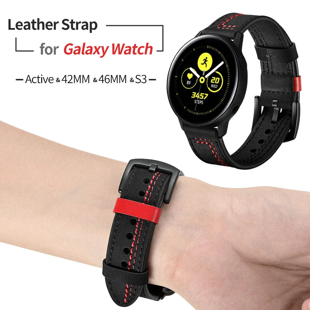 Стильный кожаный ремешок для samsung Galaxy Watch Band Active 2 1/42 мм/46 мм/gear S3 браслет черный/коричневый/зеленый ремень