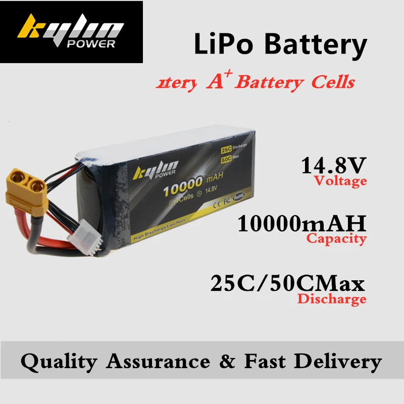 

Lipo battery 4S 14.8V 10000mAH 25C/50C Max High rate Plant Protection UAV Helicopter RC Drones large capacity Lithium Battery
