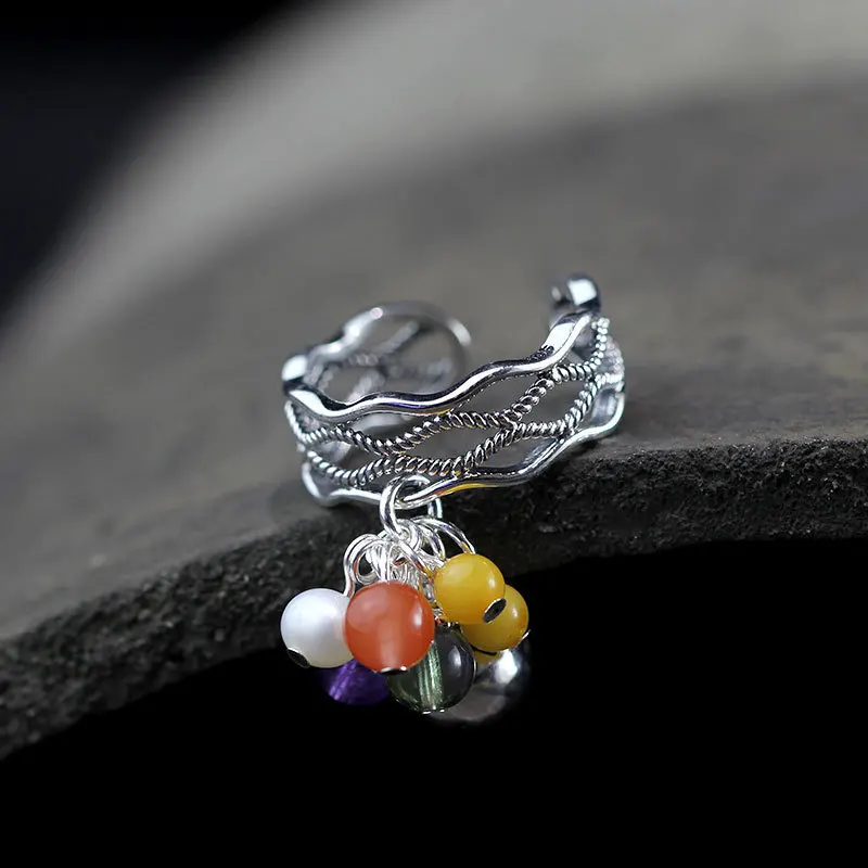 

Character of silver products new fashion jewelry sets gem lace reticulocyte type do old S925 ring