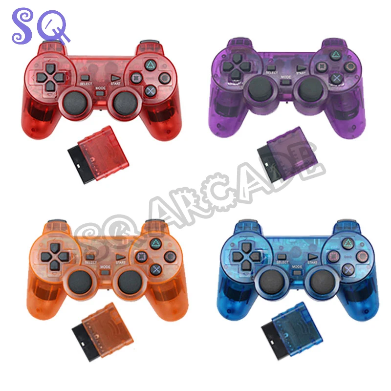 Прозрачный цветной игровой контроллер для PS2 беспроводной геймпад 2 4 ГГц двойная