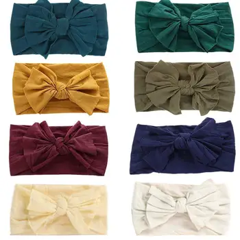 

8Pcs Lovely Baby Girl Solid Color Bow Wide Headband Hairband Photography Props