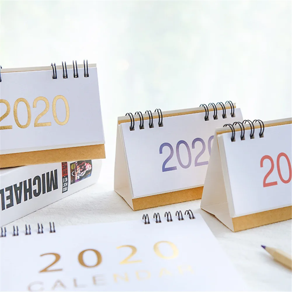 

Retro Kraft Paper 2020 Desktop Calendar S/M/L Paper Dual Daily Scheduler Table Planner Yearly Agenda Organizer 2019.08-2020.12
