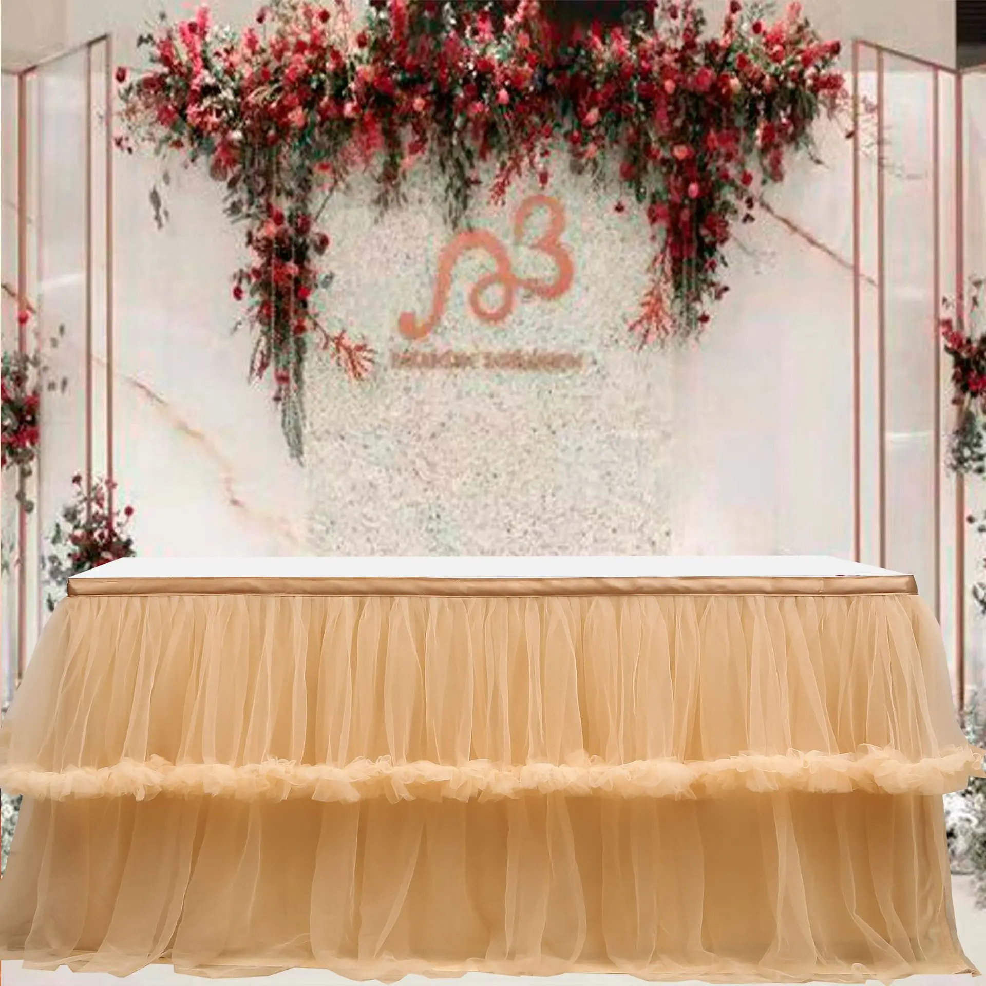 Halloween Christmas Birthday Tulle Table Skirt Wedding Tutu Cloth Baby Shower Banquet Party Home Decor