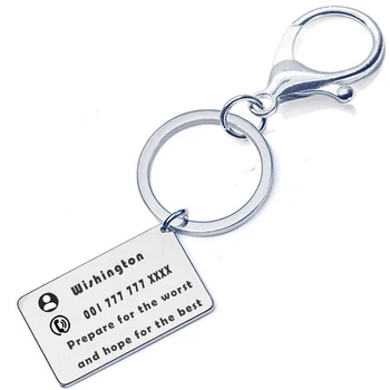 

Custom keychain Personalized key can be engraved text anti-lost Square titanium steel key Sports customizable gift