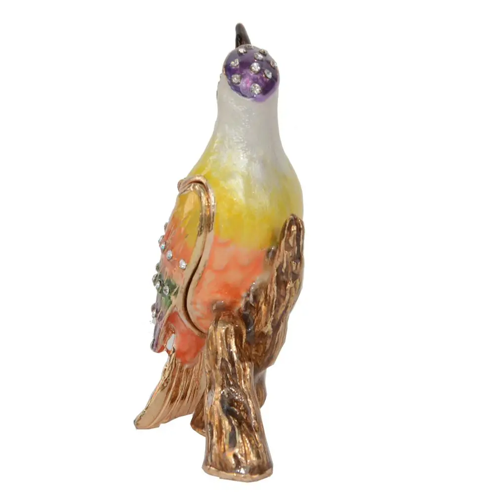 Woodpecker Bird Trinket Box, Crystals Bejeweled Jewelry Holder, Birthday Present