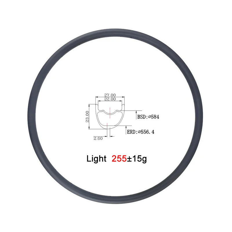 LIENGU 255g предел 110 кг 27.5er 650B Горный или Кроссовый велосипед бескамерная покрышка 27 мм Асимметричные карбоновых беговые велосипедные 27,5 T700 T800