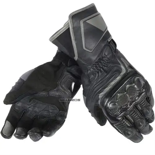 Black Dain Carbon D1 Motorbike Motocross Mountain Bicycle Rider Genuine Leather Gloves For Men - Color: Black