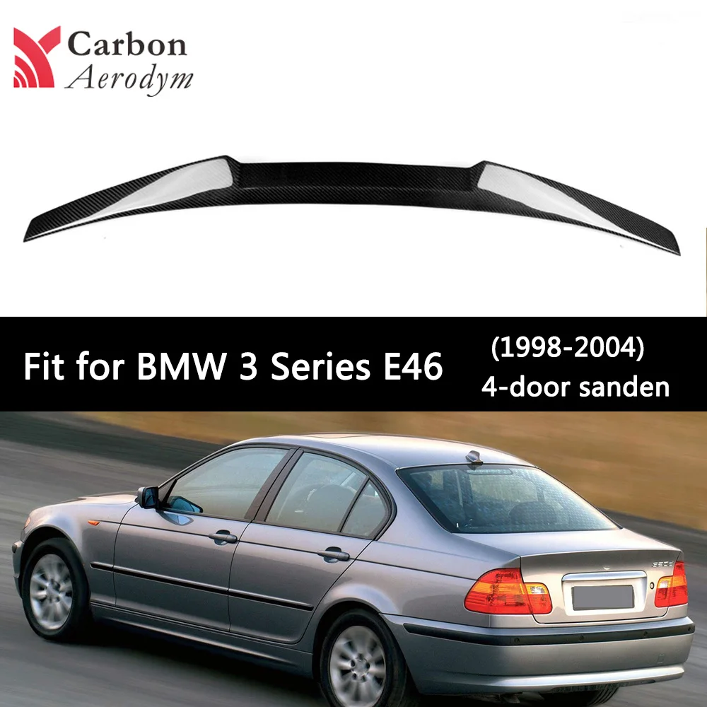 

Real Carbon Car Spoiler Gloss Black Spoiler for BMW 3 Series E46 Sedan Carbon Fiber M4 Style Trunk Wings Car Styling 1998-2005