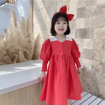 

Wholesale Girl Red Dress 2020 New Lolita Palace Style bubble Long Sleeves Princess Dress Children Clothes MS2032