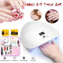 45W Nail Art USB UV LED Lamp Dryer With 15 Painted Pens Soak Off Manicure Tools Set electric Nail drill Nail Art Tools