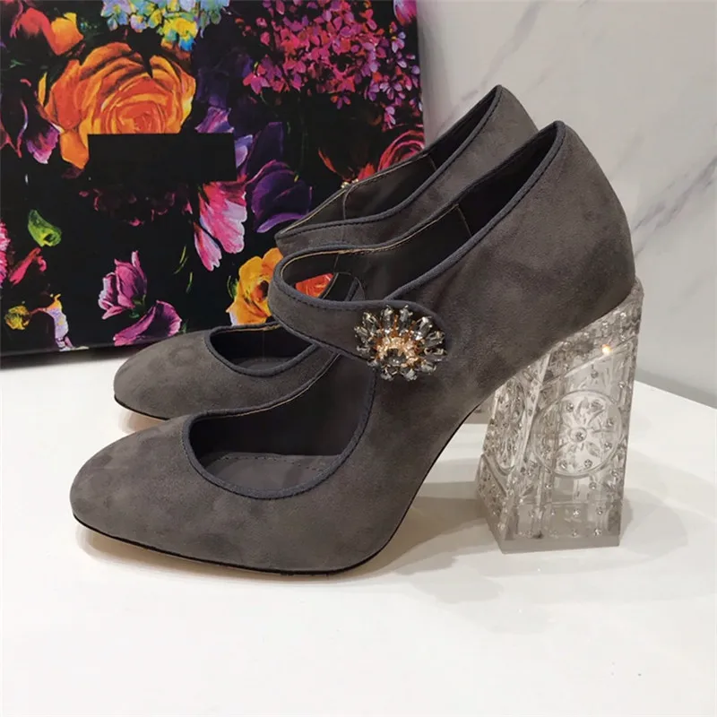 Туфли с закрытым носком, украшенные кристаллами и цветами; бархатные туфли-лодочки с блочным каблуком и квадратным носком; прозрачная ажурная на высоком каблуке; свадебные туфли; Zapatos De Mujer