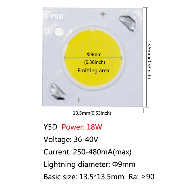 Y5D 18W Фонарь10в 18В 21 Вт 37 50 Вт 80 Вт 100 Вт 172 Вт 300 Вт Высокая плотность светодиодный COB светодиодный лампы Чип небольшой Размеры чип лампа Смарт-микросхема для Светодиодный светильник "сделай сам" - Испускаемый цвет: Y5D 18W