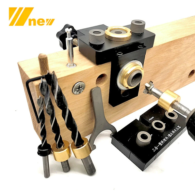 3 In 1 Woodworking Doweling Jig Kit 8/10/15mm Wood Dowel Drilling Guide